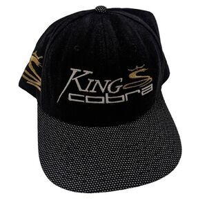 King‎ Cobra Adjustable Strapback Dad Gold Hat Cap Made In USA Vintage 90s Black